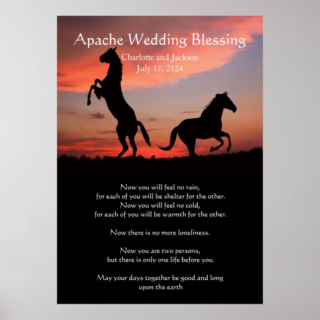 Apache Wedding Seging Arabian Pferde Silhouette Poster (Vorne)
