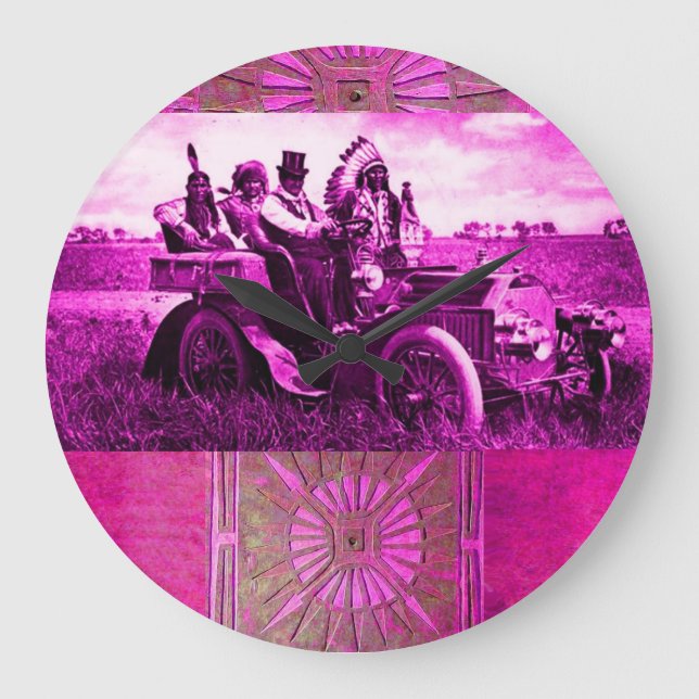 APACHES AND GERONIMO DRIVING A MOTOR CAR GROßE WANDUHR (Vorderseite)