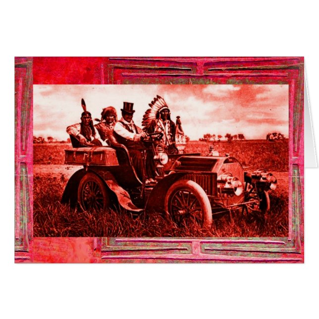APACHES ET GERONIMO CONDUISANT UNE VOITURE À MOTEU (Devant horizontal)