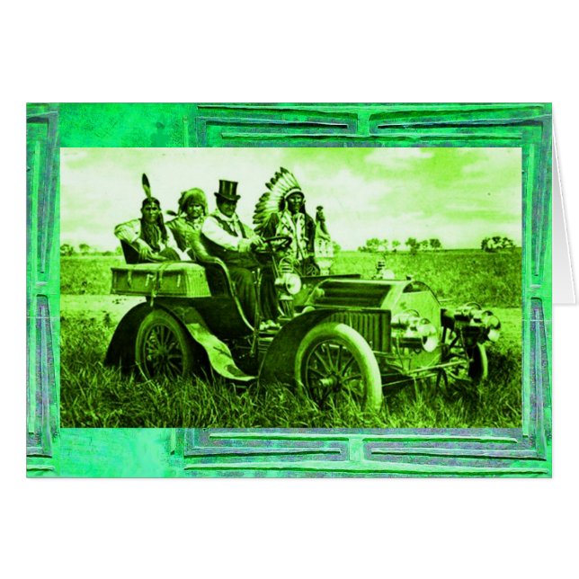 APACHES ET GERONIMO CONDUISANT UNE VOITURE À MOTEU (Devant horizontal)