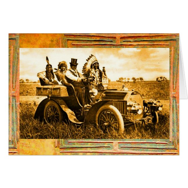 APACHES ET GERONIMO CONDUISANT UNE VOITURE À MOTEU (Devant horizontal)
