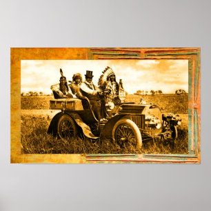 APACHES UND GERONIMO FAHREN MIT EINEM KRAFTWAGEN POSTER