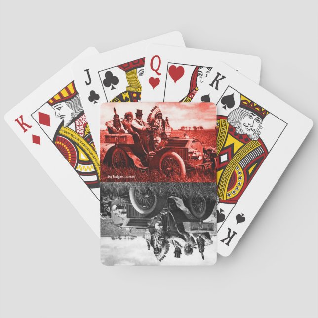 APACHES UND GERONIMO FAHREN MIT EINEM KRAFTWAGEN SPIELKARTEN (Rückseite)