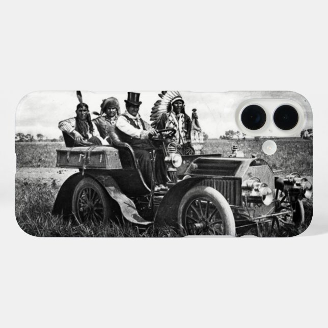 APACHS UND GERONIMO-FAHRZEUG Schwarz-weiß iPhone 16 Plus Hülle (Rückseite (Horizontal))
