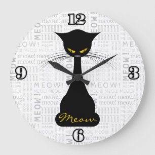 APAL: Schwarze KatzeMeow Große Wanduhr