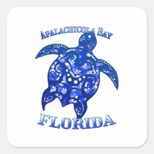 Apalachicola Bay Florida Vacation Tribal Turtle Quadratischer Aufkleber