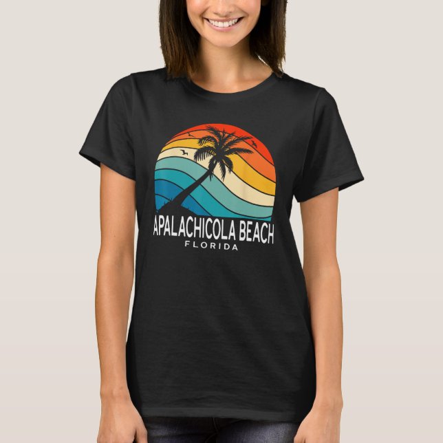 Apalachicola Beach Florida Beach Palm Tree Souveni T-Shirt (Vorderseite)