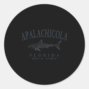 Apalachicola Florida Hai Retro-Schiefer Kunst Ange Runder Aufkleber