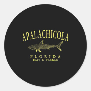 Apalachicola Florida Hai vintage gelbe Kunst Runder Aufkleber