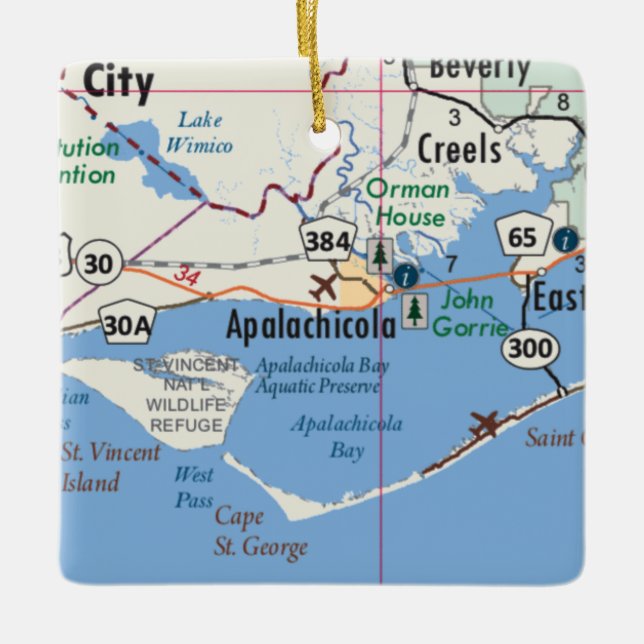 Apalachicola Florida Karte Keramikornament (Vorderseite)