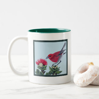 Apapane und Lehua-Blüte Hawaii Natur-Illustration Zweifarbige Tasse