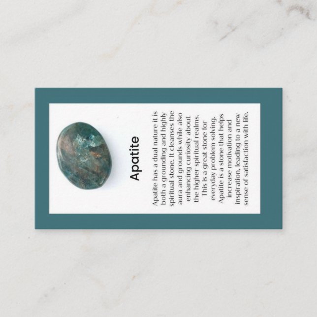 Apatite Crystal Meaning Juwelier Display Gemstone Visitenkarte (Vorderseite)
