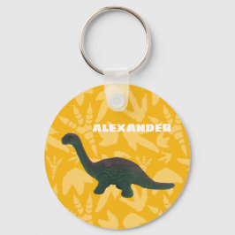 Apatosaurus Toy Dinosaurier Grün und Gelb Schlüsselanhänger