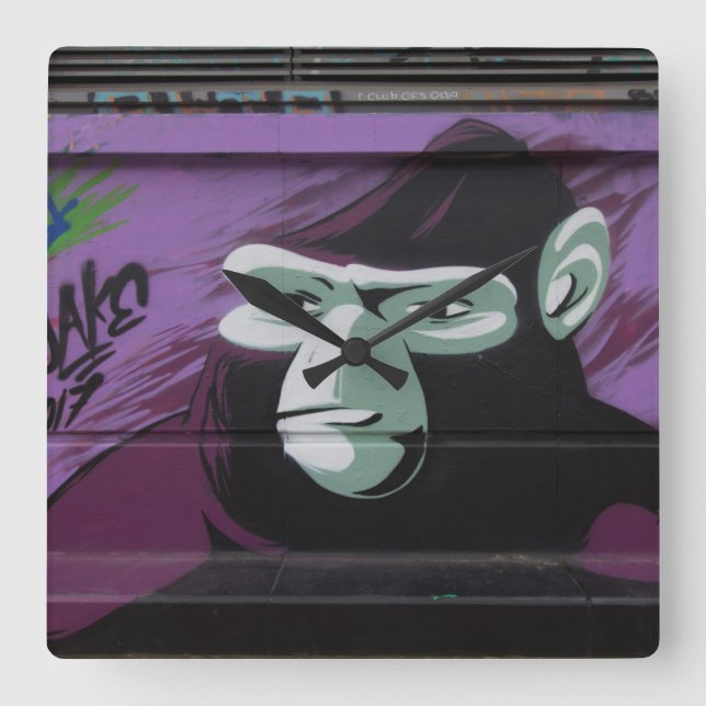 Ape Graffiti Quadratische Wanduhr (Vorderseite)