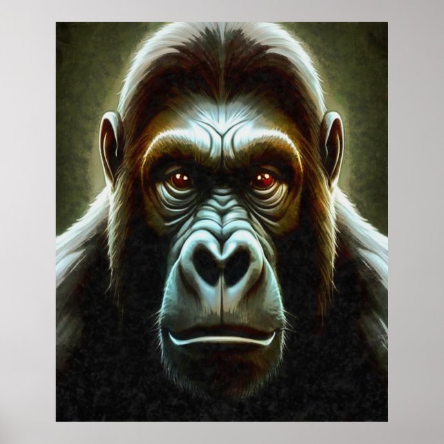 Ape Mountain Gorilla Face Charakterportrait Poster (Vorne)
