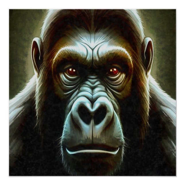 Ape Mountain Gorilla Face Charakterportrait Poster (Vorderseite)