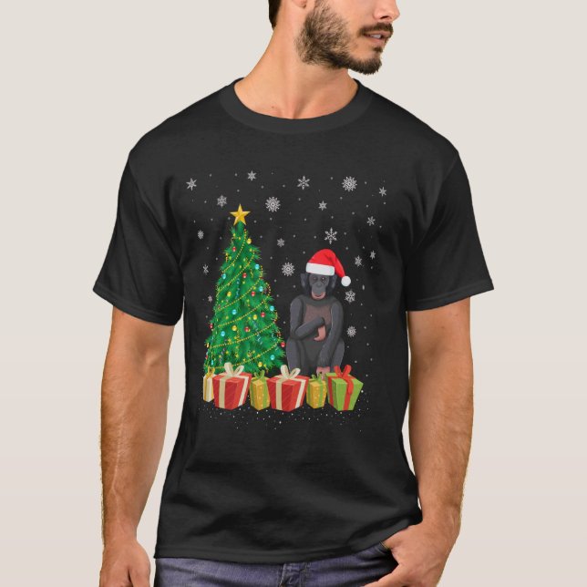 Ape Xmas Tree Lighting Weihnachtsmannmütze Ape Wei T-Shirt (Vorderseite)