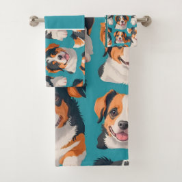 Apennine Wolf Mosaic farbenfrohe Muster Badhandtuch Set