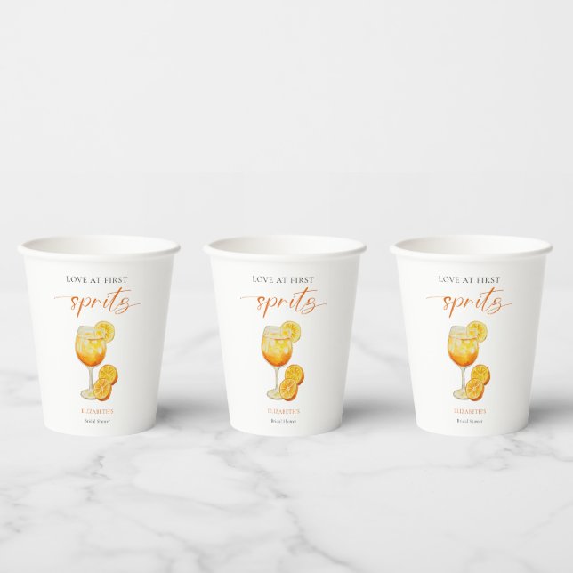 Aperol-Liebe im First Spritz Orange Brautparty Pappbecher (Multi)