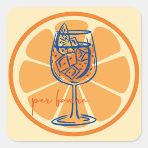 Aperol Per Favore Quadratischer Aufkleber