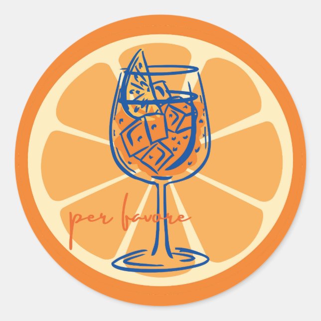 Aperol Per Favore Runder Aufkleber (Vorderseite)