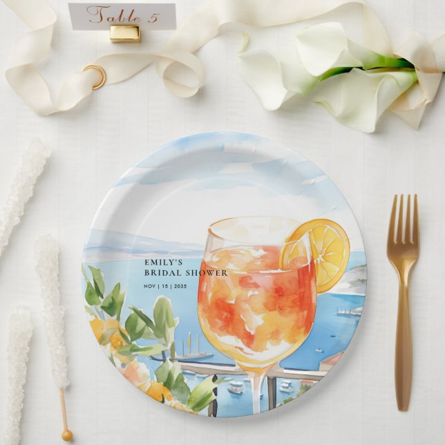 Aperol Spritz Amalfi Brautparty Pappteller (Hochzeit)