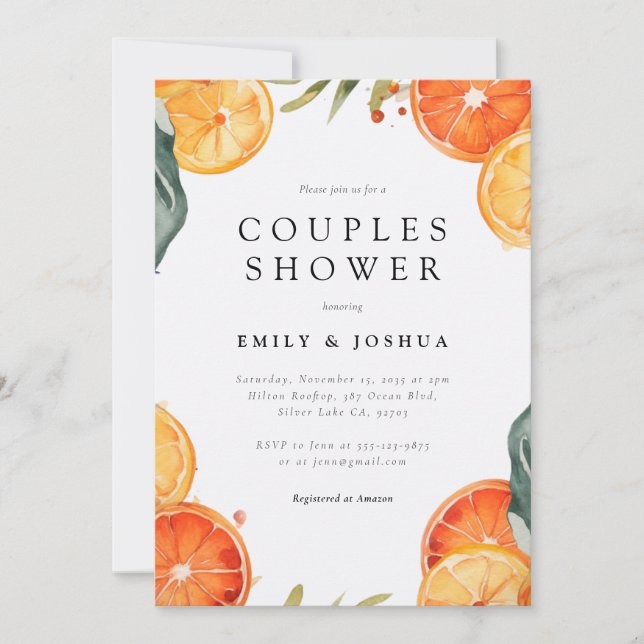 Aperol Spritz Aquarelle Couples Douche Invitation (Devant)