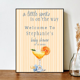 Aperol Spritz Blau Orange Zitrone Junge Babyparty Poster