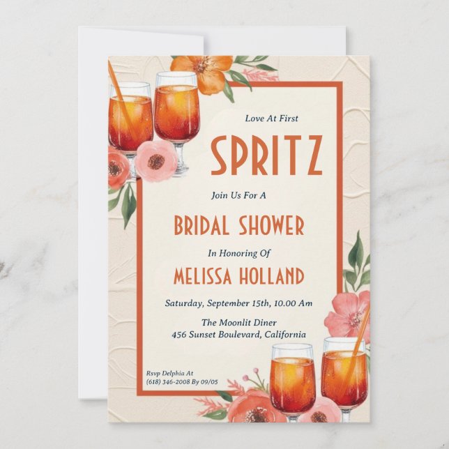 aperol Spritz Brautdusche Einladungen (Vorderseite)