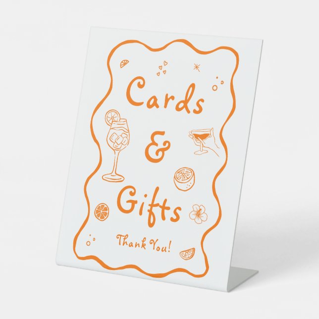 Aperol Spritz Brautparty Cards & Gifts Sockelschild (Vorderseite)