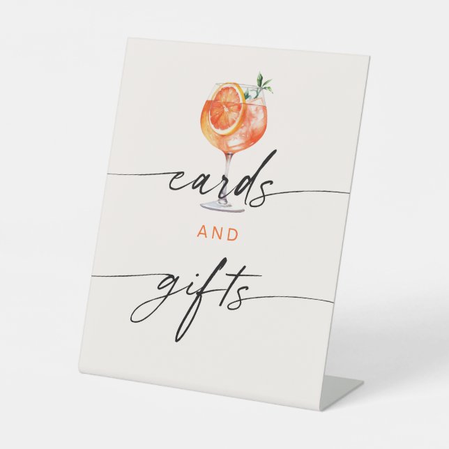 Aperol Spritz Cards & Gifts Brautparty Sockelschild (Vorderseite)