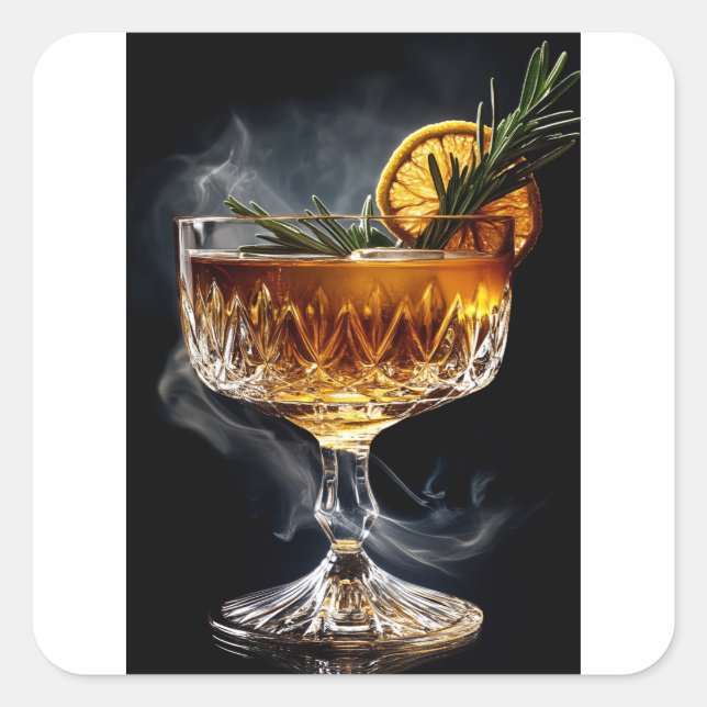Aperol Spritz Cocktail auf dunklem Hintergrund Quadratischer Aufkleber (Vorderseite)