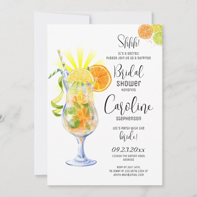 Aperol Spritz Cocktail Italienisches Brautparty Einladung (Vorderseite)