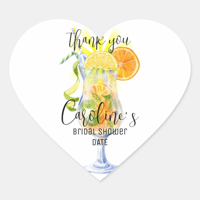 Aperol Spritz Cocktail Italienisches Brautparty Herz-Aufkleber (Vorderseite)