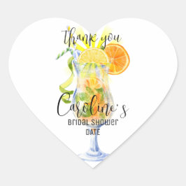 Aperol Spritz Cocktail Italienisches Brautparty Herz-Aufkleber