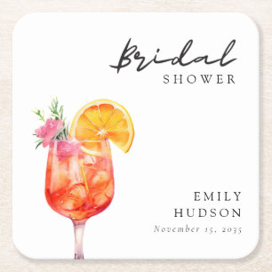 Aperol Spritz Floral Brautparty-Einladung Rechteckiger Pappuntersetzer