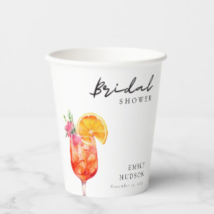 Aperol Spritz Floral Brautparty Pappbecher