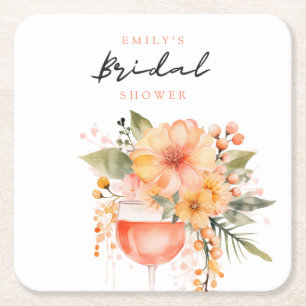 Aperol Spritz Floral Brautparty Rechteckiger Pappuntersetzer