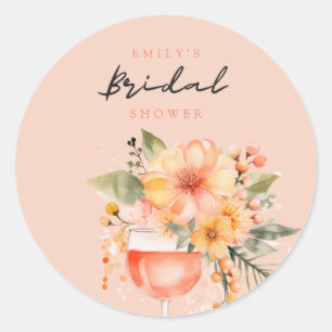 Aperol Spritz Floral Brautparty Runder Aufkleber