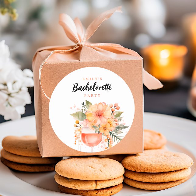 Aperol Spritz Floral Junggeselinnen-Abschied Runder Aufkleber (Von Creator hochgeladen)