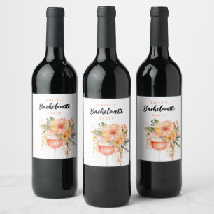 Aperol Spritz Floral Junggeselinnen-Abschied Weinetikett