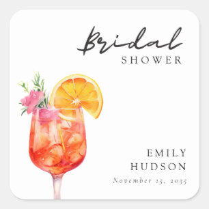 Aperol Spritz Florale Brautparty Quadratischer Aufkleber