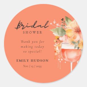 Aperol Spritz Florale Hochzeitsparty Runder Aufkleber