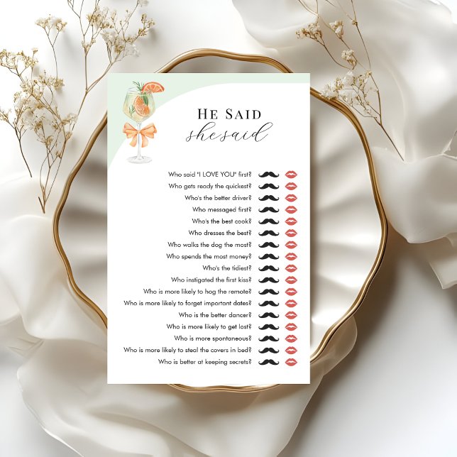 Aperol Spritz He Said She Said Bridal Shower Game (Von Creator hochgeladen)