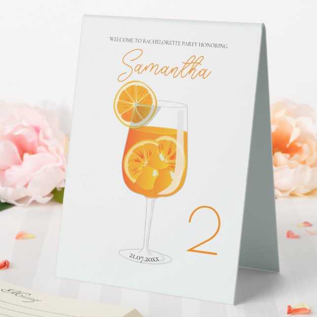 Aperol Spritz Junggeselinnen-Abschied Willkommen Tischaufsteller (In Situ (Hochzeit))