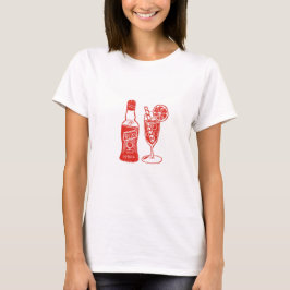 Aperol Spritz Linocut Italienischer Sommer T - Shi T-Shirt