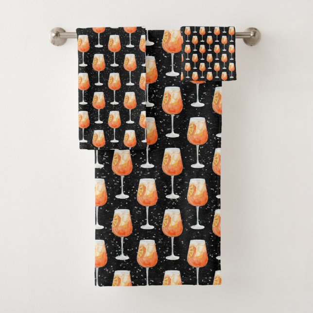 Aperol Spritz Muster Badhandtuch Set (Insitu)
