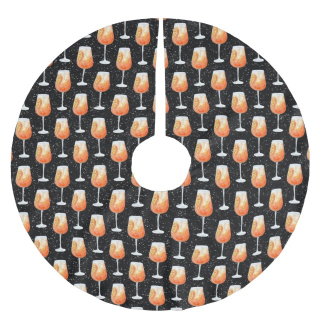 Aperol Spritz Muster Polyester Weihnachtsbaumdecke (Vorderseite)