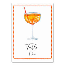 Aperol Spritz Number Table Card