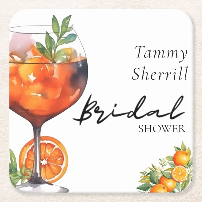 Aperol Spritz Orange Summer Brautparty Rechteckiger Pappuntersetzer (Vorderseite)